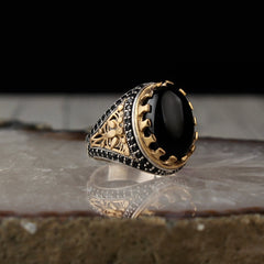 Evil eye Ring, Onyx Silver Islamic Turkish Limited Edition Ring-Boutique Spiritual