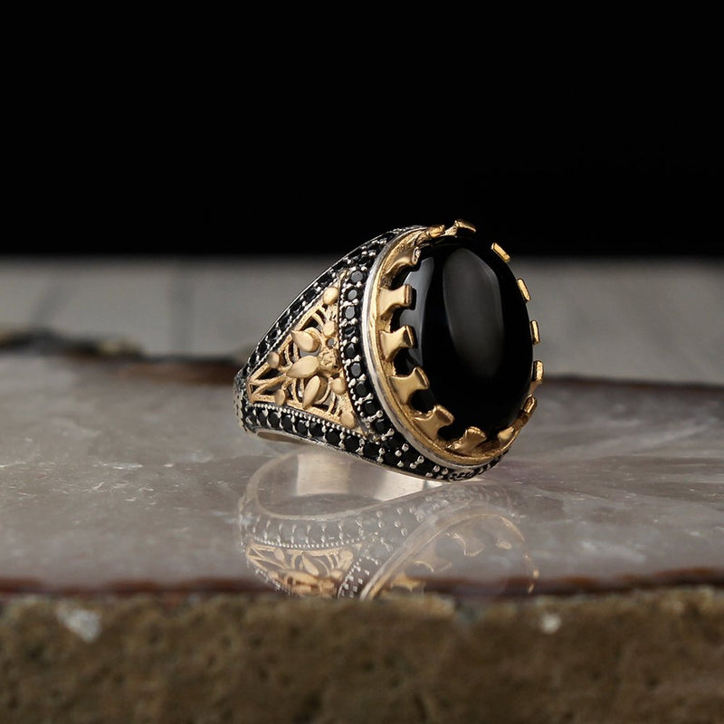 Evil eye Ring, Onyx Silver Islamic Turkish Limited Edition Ring-Boutique Spiritual