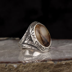Yemeni Aqeeq Pure Silver Original Men Ring-Boutique Spiritual