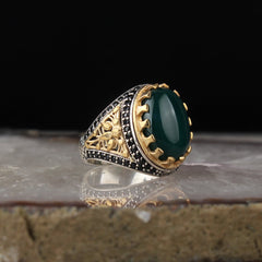 Aqeeq Agate Silver Islamic Turkish Limited Edition Ring-Boutique Spiritual