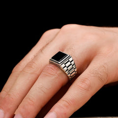 Turkish Onyx Stone Men's Ring Handmade Exclusive Design-Boutique Spiritual