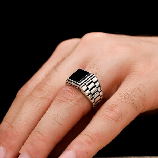 Turkish Onyx Stone Men's Ring Handmade Exclusive Design-Boutique Spiritual