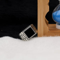 Turkish Onyx Stone Men's Ring Handmade Exclusive Design-Boutique Spiritual