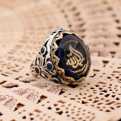 Alhamdulillah Islamic Ring, Handmade Islamic Calligraphy Silver Men Ring-Boutique Spiritual