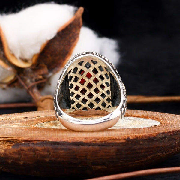 Customizable Turkish Zircon Stone Silver Men Ring - Two Letters Of Your Choice-Boutique Spiritual