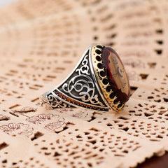 Islamic Zircon Stone Handmade Silver Men's Ring-Boutique Spiritual