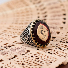Islamic Zircon Stone Handmade Silver Men's Ring-Boutique Spiritual