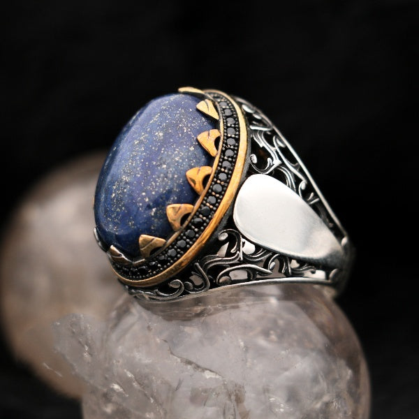 Turkish Lapis Lazuli Ring Handmade Premium Design-Boutique Spiritual