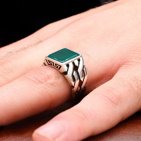 Aqeeq agate Ring, Silver Turkish Haqeeq Limited Edition Ring - Boutique Spiritual