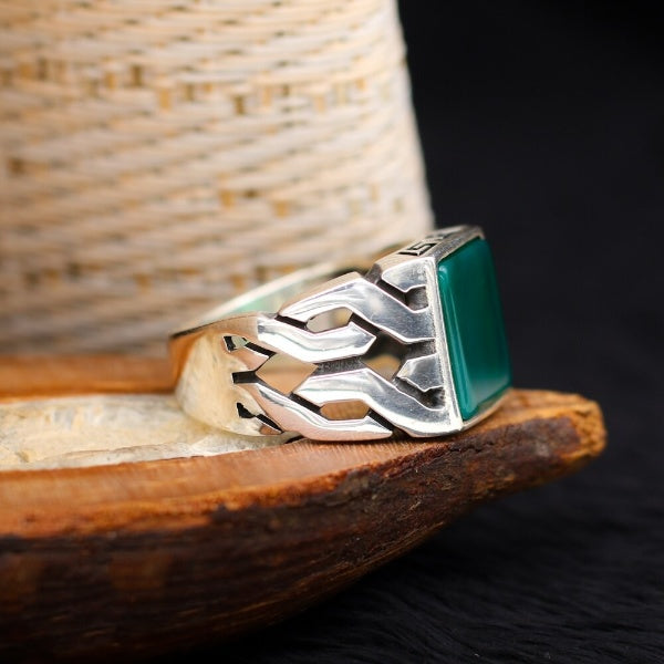 Aqeeq agate Ring, Silver Turkish Haqeeq Limited Edition Ring-Boutique Spiritual