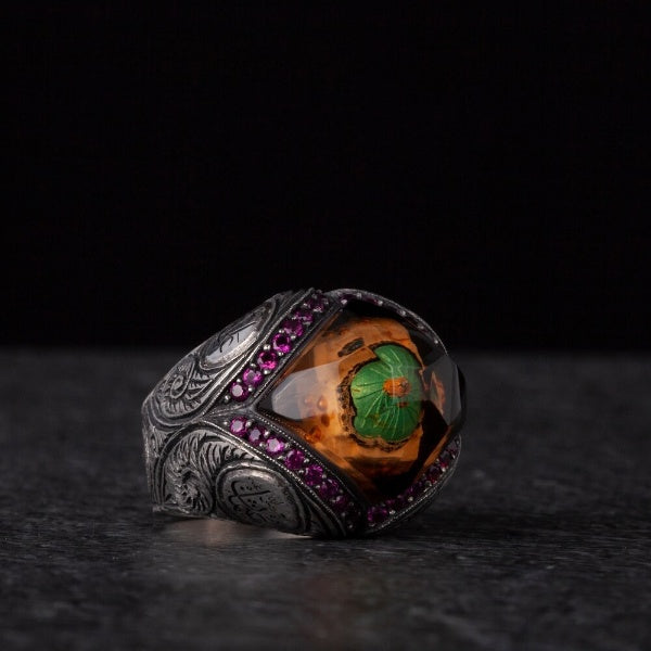 Masjid Nabawi Islamic Ring, Green Dome Silver Men Ring-Boutique Spiritual