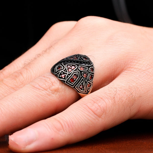 Turkish Cocktail Zircon Men's Ring Handmade Exclusive Design-Boutique Spiritual