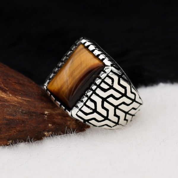 Tigers Eye Ring, Pure Silver Turkish Limited Edition Ring-Boutique Spiritual