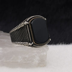 Turkish Agate Stone Silver Ring For Men, Handmade Premium Design-Boutique Spiritual