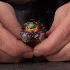 Masjid Nabawi Islamic Ring, Green Dome Silver Men Ring-Boutique Spiritual