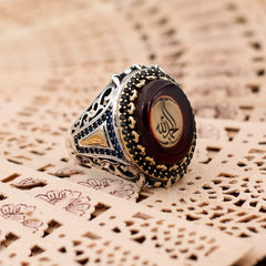 Alhamdulillah Islamic Ring, Turkish Handmade Islamic Calligraphy Silver Men Ring - Boutique Spiritual