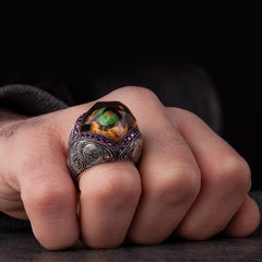 Masjid Nabawi Islamic Ring, Green Dome Silver Men Ring-Boutique Spiritual