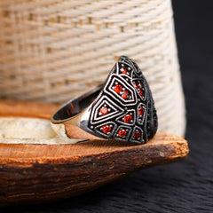 Turkish Cocktail Zircon Men's Ring Handmade Exclusive Design-Boutique Spiritual