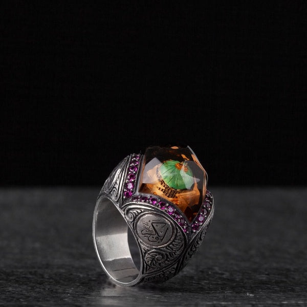 Masjid Nabawi Islamic Ring, Green Dome Silver Men Ring-Boutique Spiritual