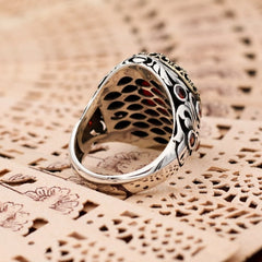 Islamic Yemeni Aqeeq stone Ring, Turkish Handmade Fancy Silver Ring for men-Boutique Spiritual