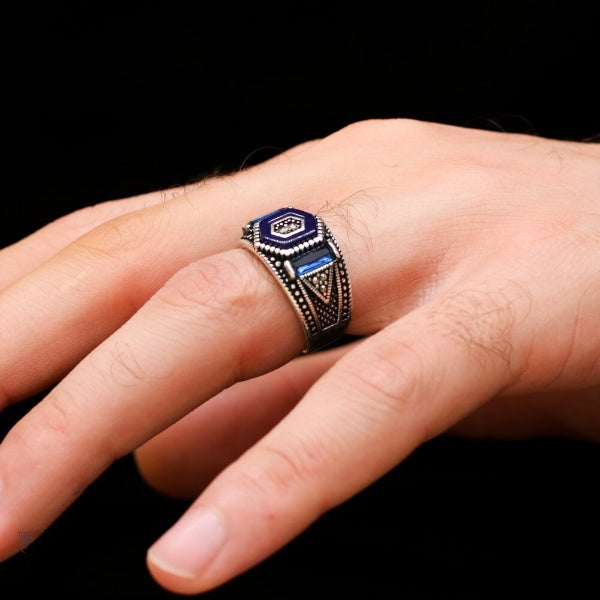 Turkish Cocktail Zircon Stone Men's Ring Handmade Exclusive Design-Boutique Spiritual