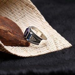 Turkish Cocktail Zircon Stone Men's Ring Handmade Exclusive Design-Boutique Spiritual