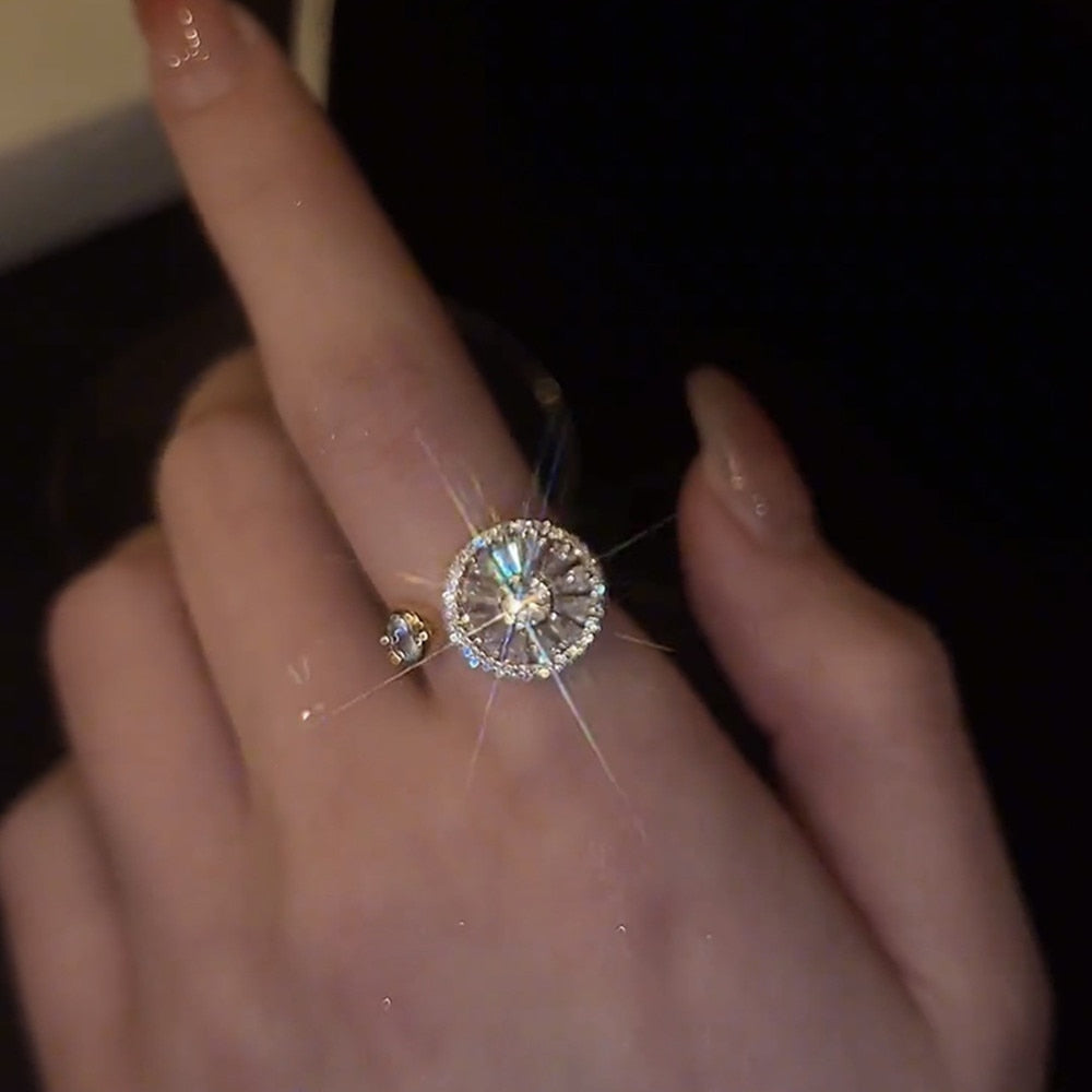 Rotating Sunflower Cubic Zirconia Ring-Boutique Spiritual