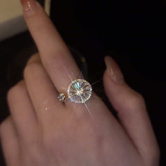 Rotating Sunflower Cubic Zirconia Ring-Boutique Spiritual
