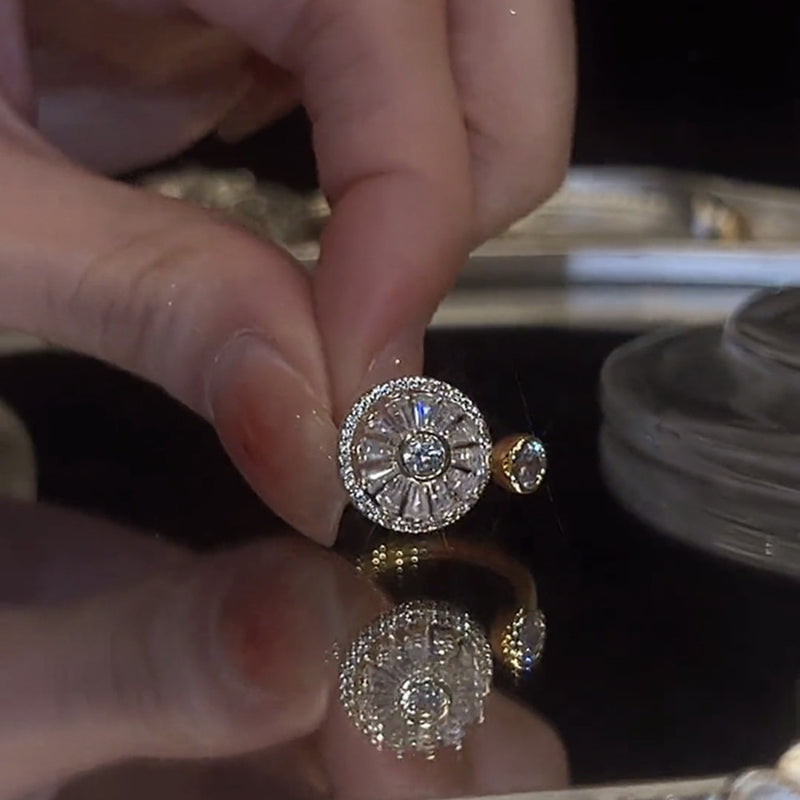 Rotating Sunflower Cubic Zirconia Ring-Boutique Spiritual