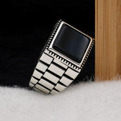 Turkish Onyx Stone Men's Ring Handmade Exclusive Design-Boutique Spiritual