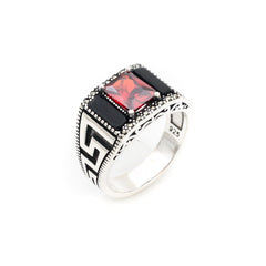 Turkish Margazit Zircon Stone Men's Bakelite Ring Handmade Exclusive Design-Boutique Spiritual