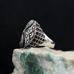 Turkish Onyx Stone Men's Ring Handmade X Design-Boutique Spiritual