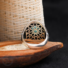 Turkish Paraiba Stone Mens Ring Handmade Premium Design-Boutique Spiritual