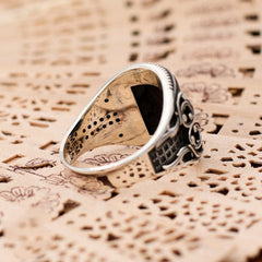 Turkish Handmade Black Agate Silver Luxury Aqeeq Ring-Boutique Spiritual