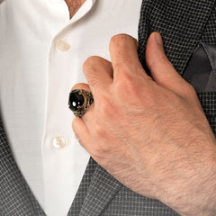 Turkish Aqeeq Stone Silver Ring, Handmade Agate Special Design-Boutique Spiritual