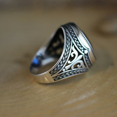 Turkish Sapphire Stone Men's Ring Handmade Special Design-Boutique Spiritual