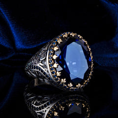 Turkish Sapphire Ring Handmade Limited Edition Design-Boutique Spiritual