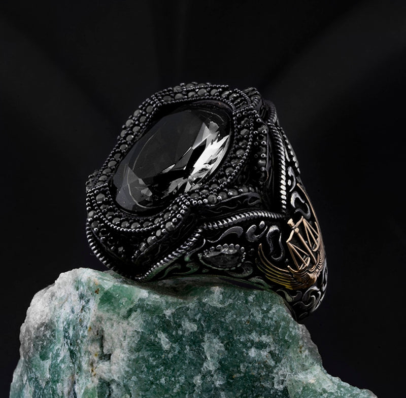 Turkish Black Onyx Ring Handmade Limited Edition Design - Boutique Spiritual