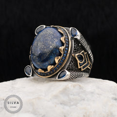 Turkish Lapis Lazuli Big Ring Limited Edition Design-Boutique Spiritual