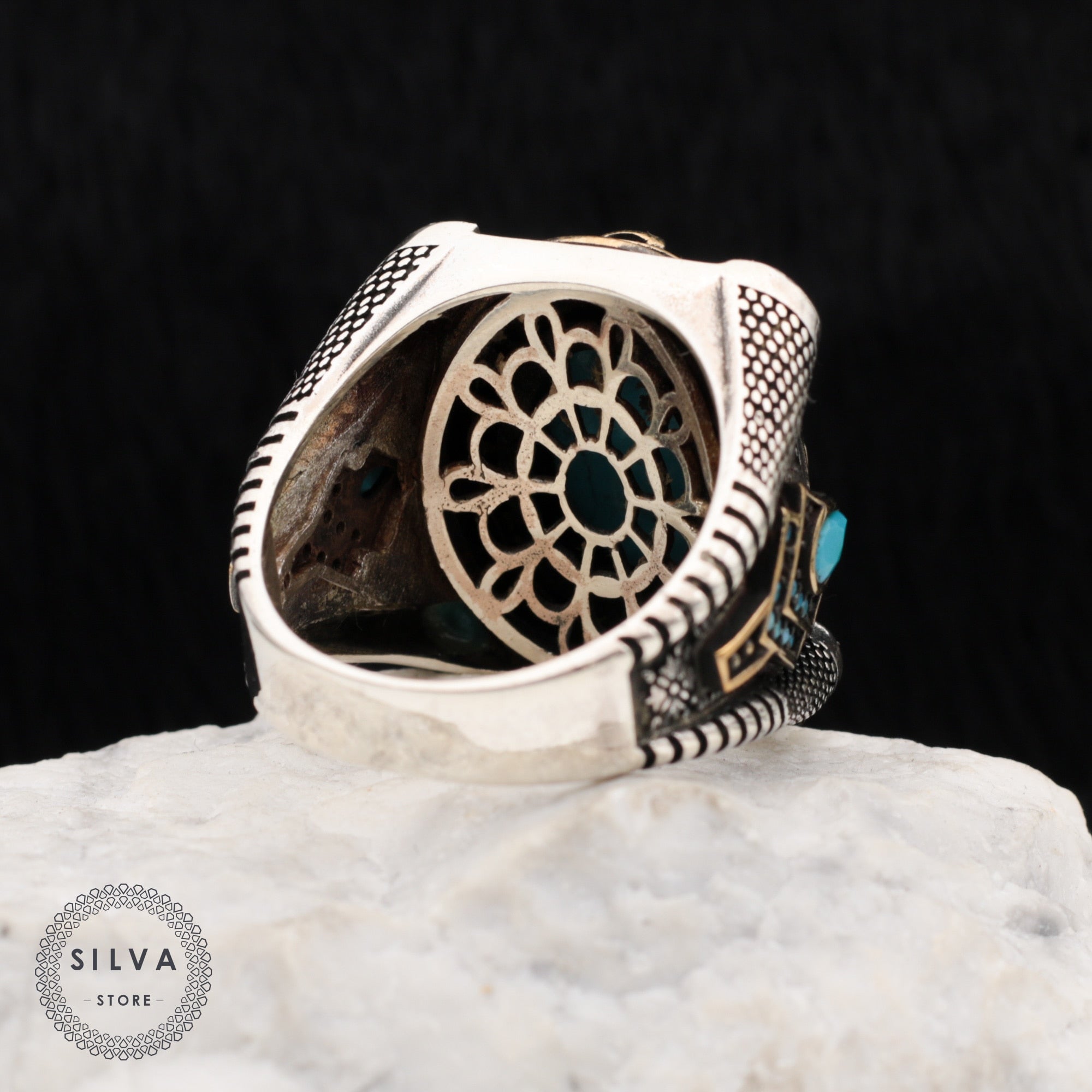 Turkish Turquoise Stone Mens Ring Handmade Premium Design-Boutique Spiritual