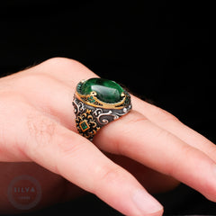 Turkish Tiger Eye Stone Mens Ring Handmade Premium Design-Boutique Spiritual