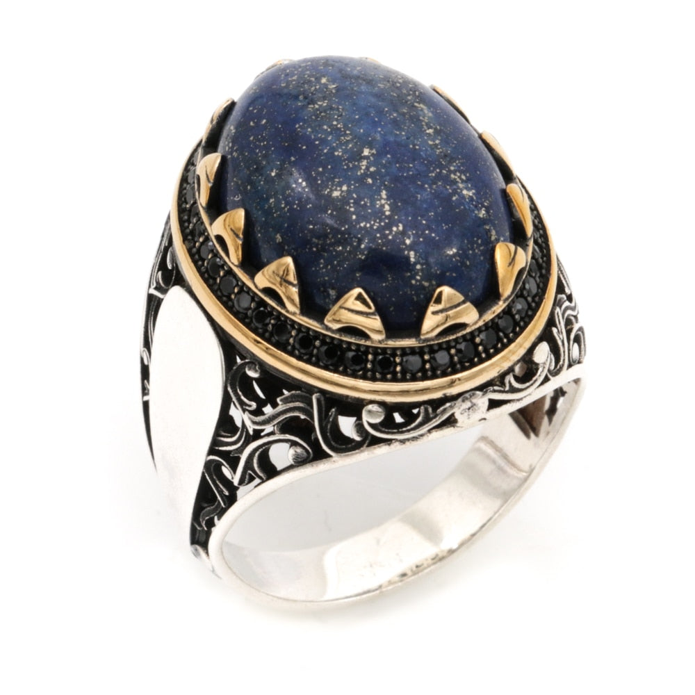 Turkish Lapis Lazuli Ring Handmade Premium Design-Boutique Spiritual