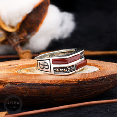 Turkish Customizable Zircon And Bakelite Stone Ring ( Two Letters Can Be Written)-Boutique Spiritual