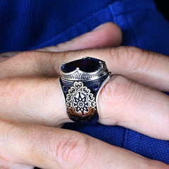 Turkish Blue Zircon Embroidered Ottoman Style Limited Edition Ring-Boutique Spiritual