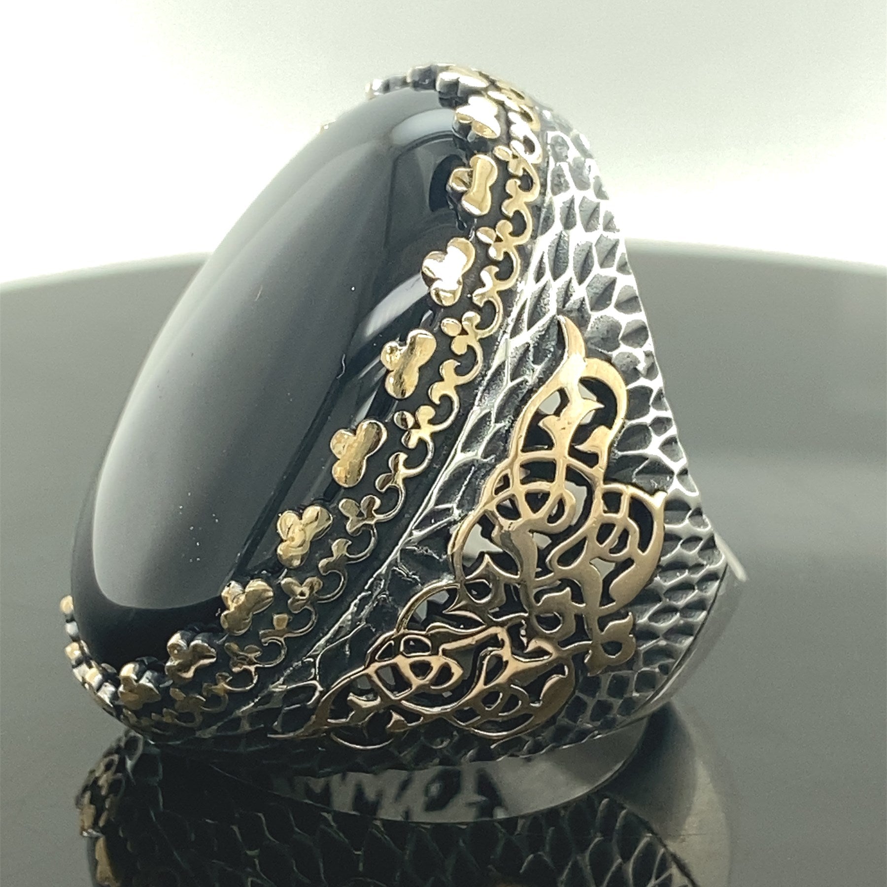 Turkish Black Onyx Large Gemstone Men's Handmade Ring-Boutique Spiritual