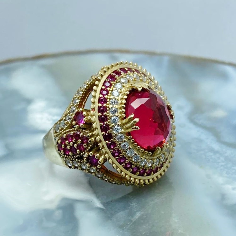Turkish Red Zircon Handmade Special Design Ring For Women-Boutique Spiritual