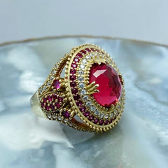 Turkish Red Zircon Handmade Special Design Ring For Women-Boutique Spiritual