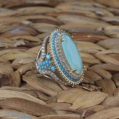 Turkish Aquamarine Ring For Women, Sterling Silver Handmade Ring-Boutique Spiritual
