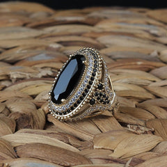 Turkish Black Zircon Ring For Women, Sterling Silver Handmade Ring-Boutique Spiritual