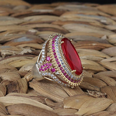 Turkish Red Zircon Ring For Women, Sterling Silver Handmade Ring-Boutique Spiritual